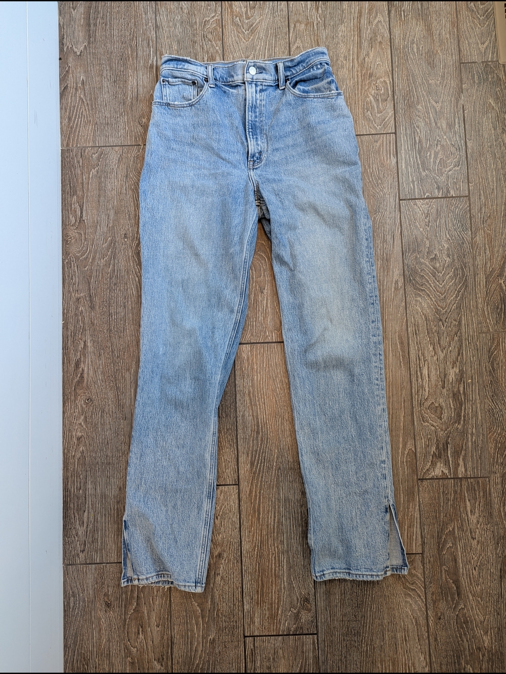Abercrombie 90s Ultra High Rise Straight Jeans Size 30 10 Long Tall Split Vent